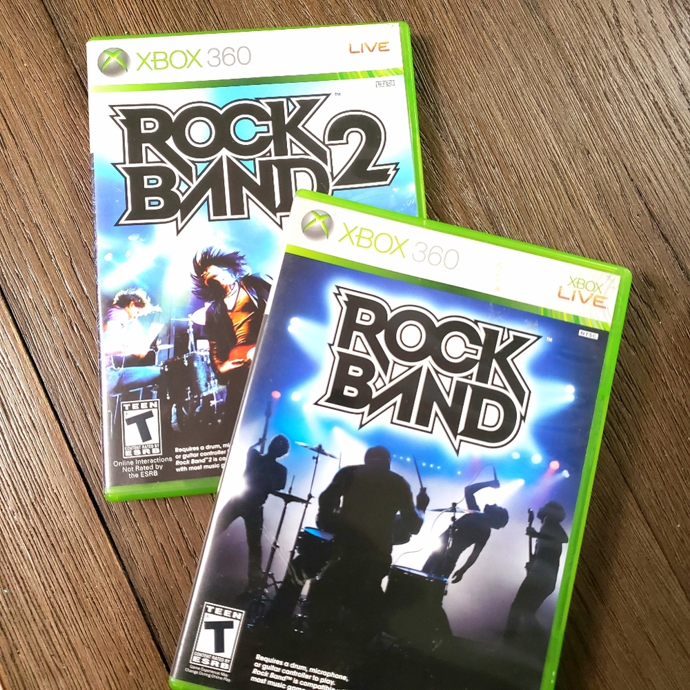 XBOX Rockband 1 and 2 video music game bundle